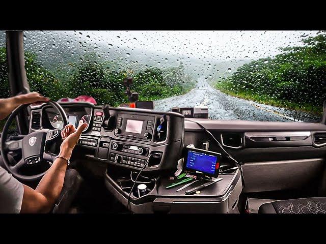 POV Truck Driving Under Heavy Rain ! A Trucker's  Perspective