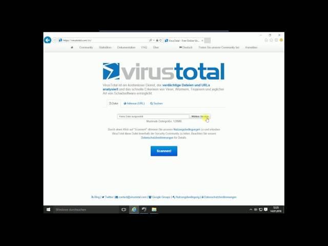 Verdächtige Dateien testen bei Virustotal.com