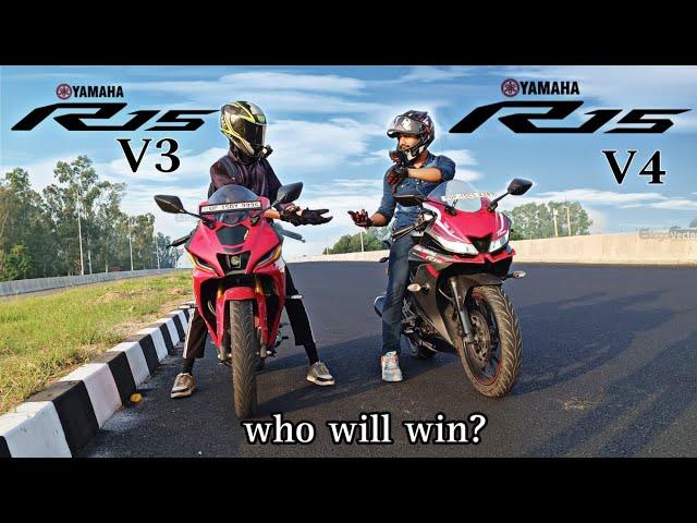 Yamaha R15 V3 vs R15 V4 Drag Race | Top End Battle! | Itni Jada Power 