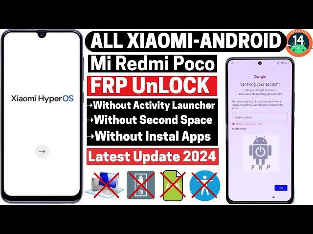 Xiaomi HyperOS 1.0.3 Android 14 Frp Bypass 2024  All Xiaomi / Poco / Redmi Frp Unlock (Without PC)