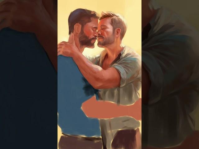 Sun-Kissed Love: A Captivating Digital Painting Time-Lapse of a Gay Couple's Tender Embrace #shorts