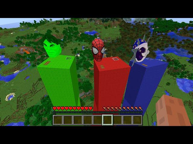 I can BUILD a LONGEST HULK! MOONDROP! SPIDER MAN HOUSE in Minecraft! WHICH SECRET HOUSE TO CHOOSE