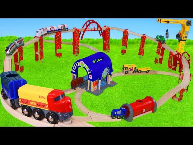 Wooden Railway with Trains for Kids