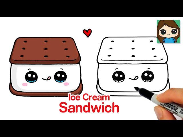 How to Draw an Ice Cream Sandwich Easy