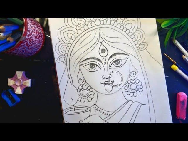 Maa Kali Drawing video with easy steps | Diwali Special drawing part 1