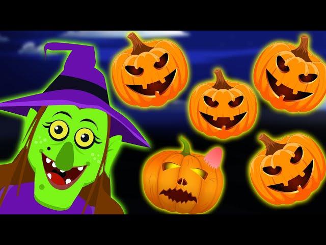 Five Jack O Lanterns | Halloween Songs For Kids | Hooplakidz Toons