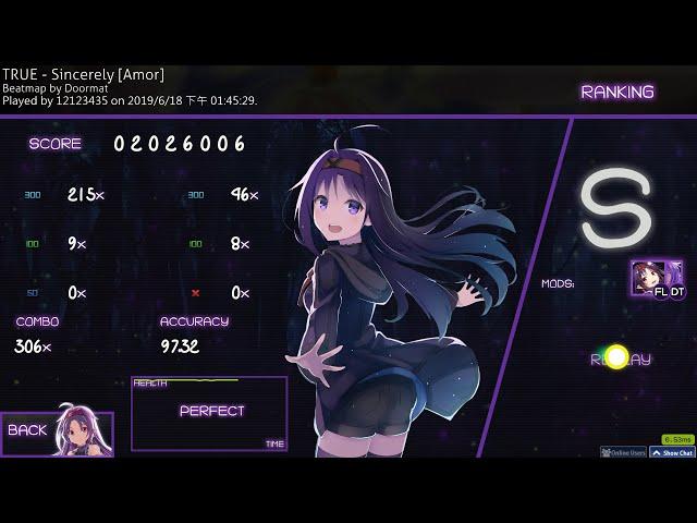 osu! TRUE - Sincerely [Amor] #1(X) +DTFL