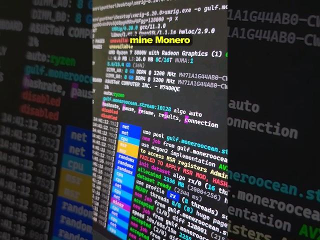 Mine Monero on Laptop Results