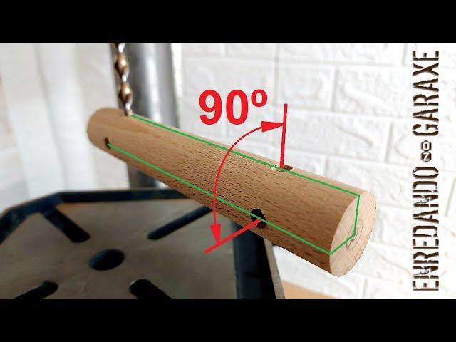 Taladrar Agujeros a 90º y Alineados en varillas de madera con el taladro de columna