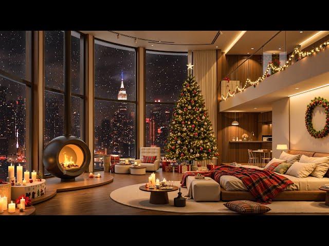 Elegant Festive Vibes 2025  | Fireplace Lounge Ambience with Soothing Christmas Jazz