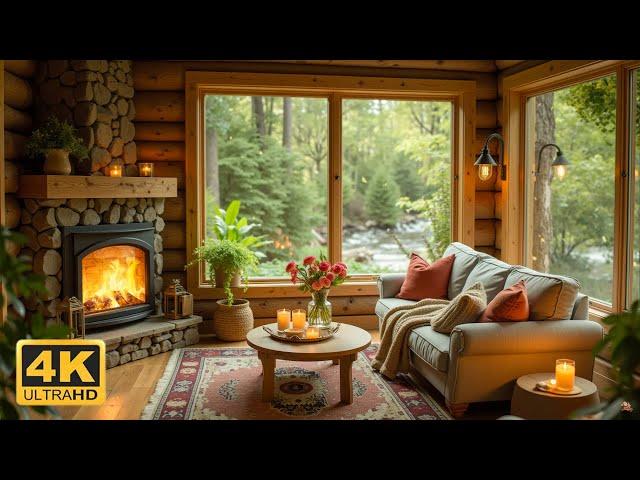 Gentle Soft Piano Sounds, Fireplace & Birdsongs | Quiet Atmosphere for Relaxation and Healing