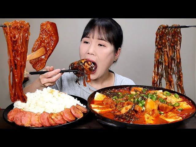 mukbang, spicy,  kimchi.