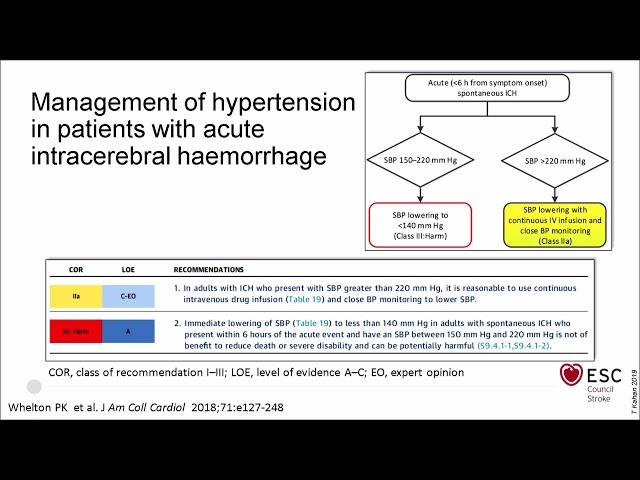 Blood pressure management in acute stroke