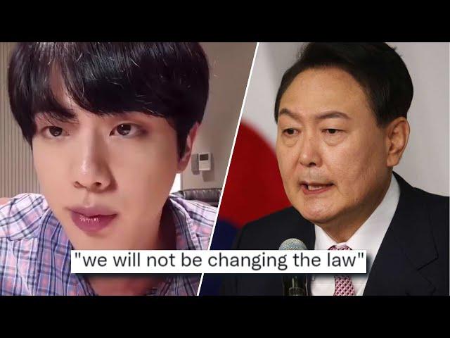 Fans UPSET Says NEW K-PRES WON'T EXEMPT BTS & Jin Enlists Soon? HYBE REMOVES BTS' Future Show?