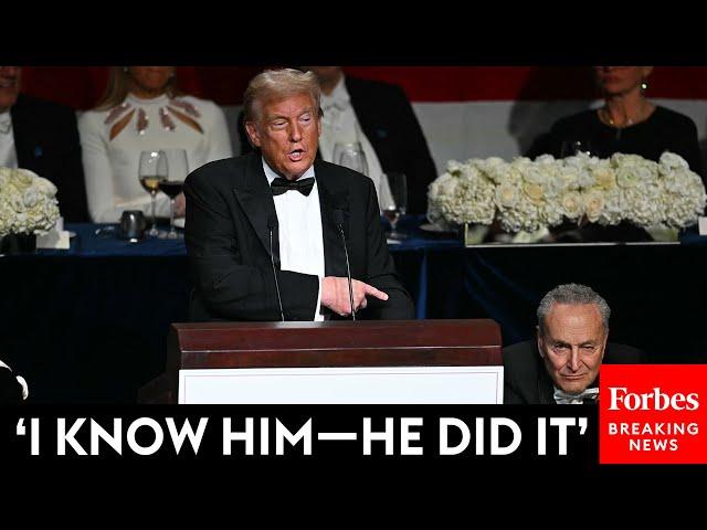 Trump Accuses Chuck Schumer—Who's Sitting Right Next To Him—Of Forcing Biden Out | Al Smith Dinner