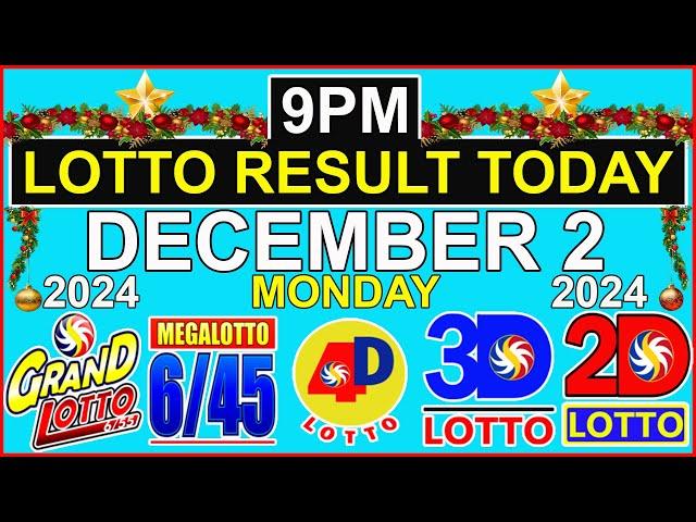 Lotto Result Today 9pm December 2 2024 PCSO