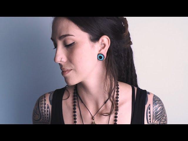 Crushed Howlite Turquoise Stone Inlay Wooden Tunnels | UrbanBodyJewelry.com