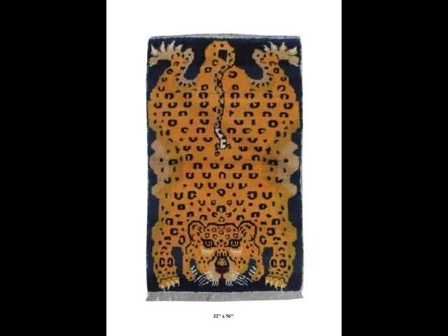 Tibetan Handmade Leopard Graphic Wool Rug / Carpet f957