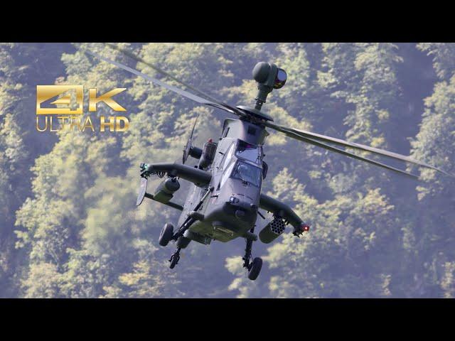 (4K) Eurocopter EC-665 Tiger UHT German Army 74+48 flying Display Mollis AirBase ZigAirMeet 2023