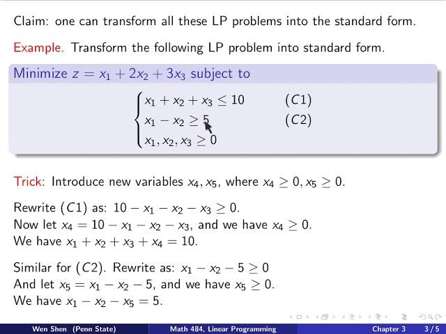 V3-01. Linear Programming, Standard form