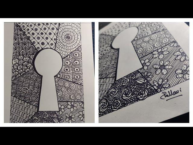 keyhole doodling | Doodle Art | Pattern | Creative Pallavi | keyhole drawing