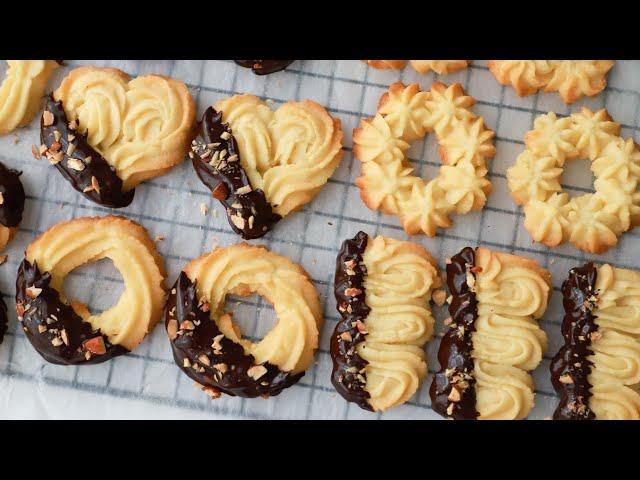 The best DANISH BUTTER COOKIES recipe + chocolate decoration