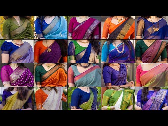  Silk Cotton Saree Blouse Designs| Beautiful Daily Wear Silk Cotton Saree Collections ️|