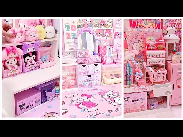 Sanrio desk makeover and decor pink stationery haul  #cindyasmr