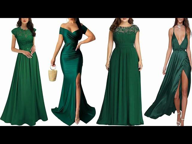 Trendy emerald green satin maxi dress for the Fashion-Forward 2023