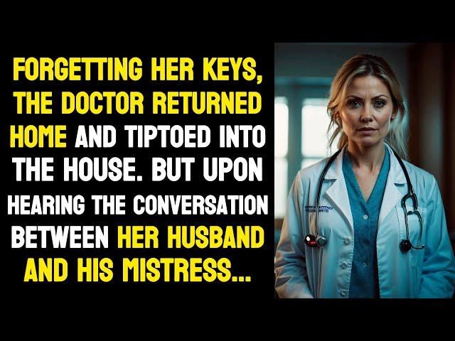 Forgetting her keys, the doctor returned home and tiptoed into the house. But upon hearing...