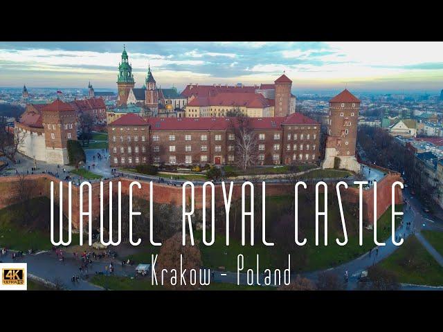  4K drone video of Wawel Royal Castle, Krakow, Poland.