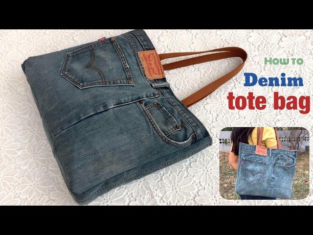 how to sew a denim tote bags tutorial, sewing diy a denim tote bags pattern, diy denim projects