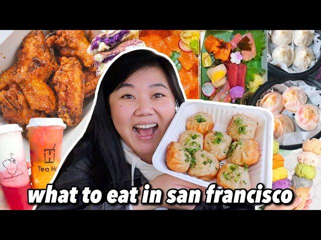 WHAT TO EAT IN SAN FRANCISCO in 24 HOURS! (sushi, boba, dumplings, dessert & more)