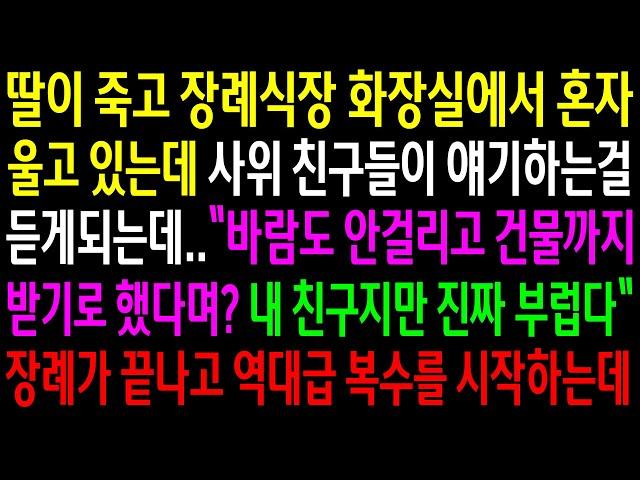 (반전사연)딸이 떠나고 장례식장 화장실에서 혼자 울고 있는데 사위 친구들이 얘기하는걸 듣게되는데..장례가 끝나고 역대급 한방을 준비하는데[신청사연][사이다썰][사연라디오]