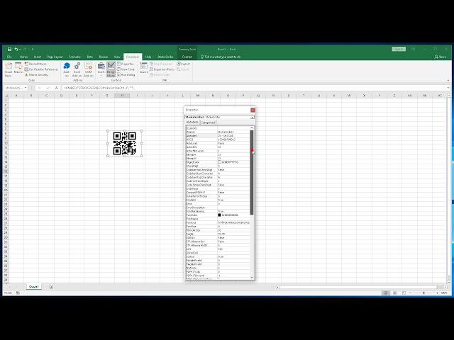 Linking barcode object to a cell in Excel