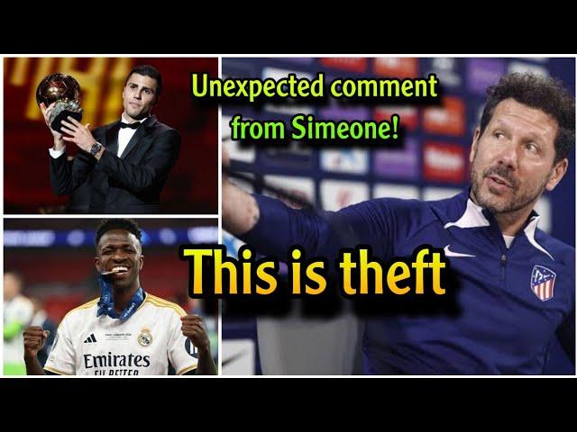 Unexpected comment from Simeone after Vinicius Junior lost the Golden Ball to Rodri!