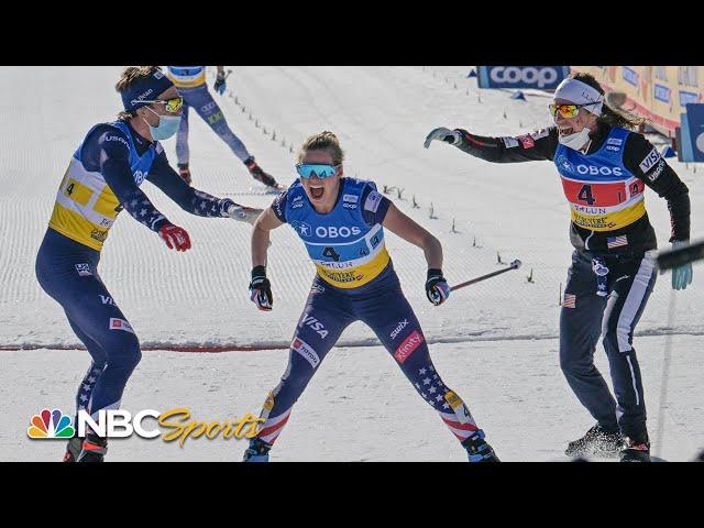 Jessie Diggins anchors Team USA to STUNNING UPSET in mixed team relay | NBC Sports