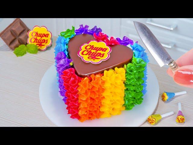 Rainbow Chocolate Chupa Chups Cake  So Tasty Miniature Rainbow Cake Decorating | Tiny Cakes