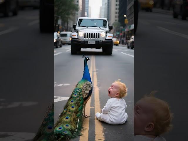 Angel peacock Family's guardian Thanks to the peacock, the baby was saved#warmheart #rescue #shorts