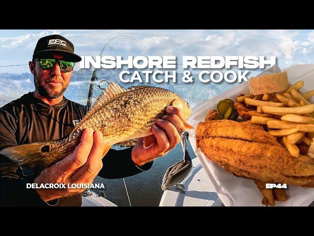 Louisiana Redfish Catch and Cook - Zatarain's Fried (Red Drum) Louisiana Inshore Fishing 2023