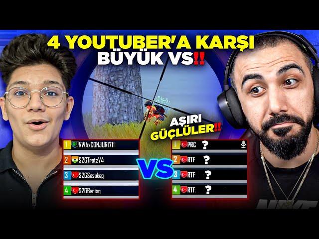 EN GÜÇLÜ 4 YOUTUBER'A KARŞI 4 VS 4 ATTIK!!  TARİHİN EN ZORLU VS'Sİ!! | PUBG MOBILE