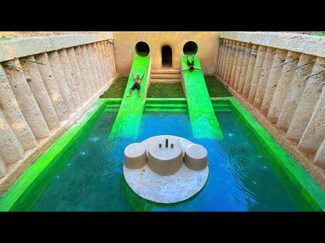 195Days Building Summer Holiday Water Slide Park into Underground Swimming Pool House