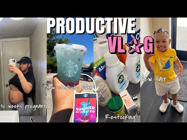 * PRODUCTIVE * VLOG | New Starbucks Drink + Having Contractions + Momming + House Restock