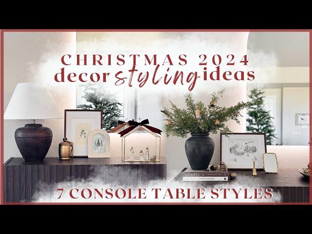 2024 CHRISTMAS DECORATING IDEAS! holiday console table decor styling ideas ft. Inyouths LED mirror