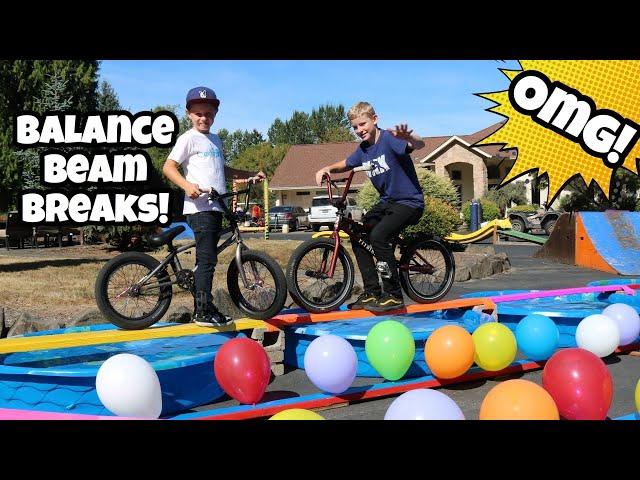 BMX Obstacle Challenge! BALANCE BEAM BREAKS!!