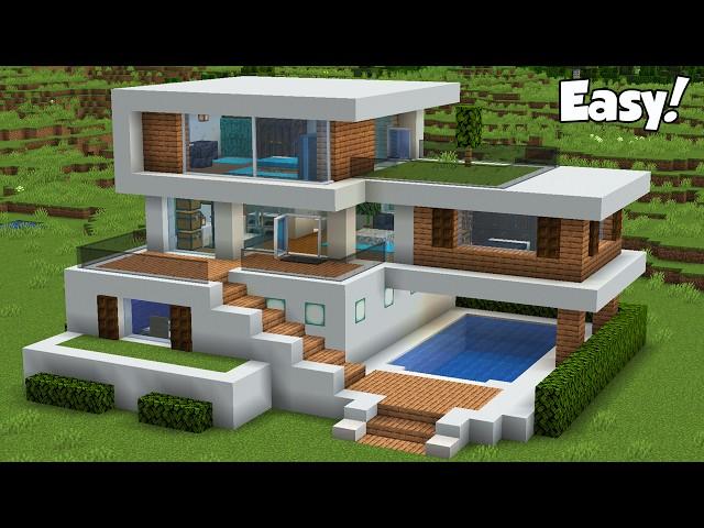 Minecraft: How to Build a Modern House Tutorial (Easy) #32 - Interior in Description!