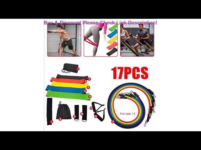 Best New 17Pcs Resistance Bands Set Yoga Exercise Fitness Band Rubber Loop Tube Bands Gym Fitness E