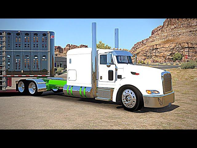 Peterbilt 386  -  Custom Cattle Hauler  - Wilson Trailer  (ATS American Truck Simulator Gameplay)