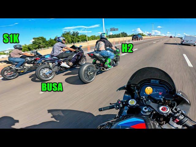 350HP Ninja H2, Hayabusa, & M1000RR Go On A Beach "Cruise" 