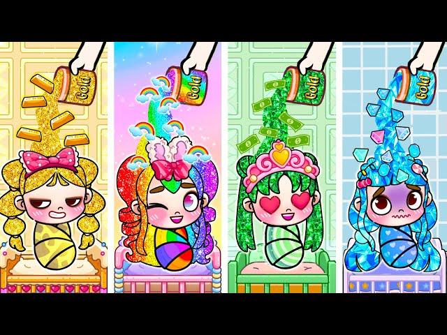 Everything Quadruplets Touch Turns Into Gold Diamond Money | Sad Story | Avatar World | Pazu Games